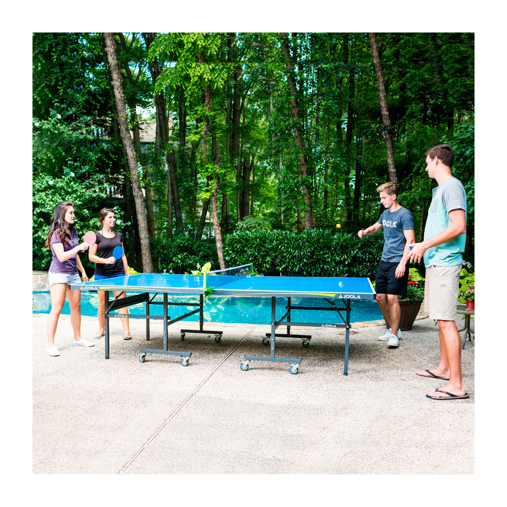 Kit Mesa JOOLA Outdoor Rally TL + 1 Conjunto Outdoor JOOLA Vivid + Capa para Mesa (Posição Horiz.Vertical)