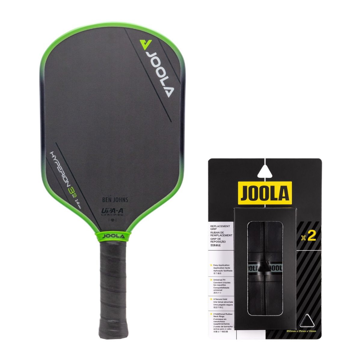 Kit Raquete de Pickleball JOOLA Ben Johns Hyperion 3S + Grip JOOLA Black