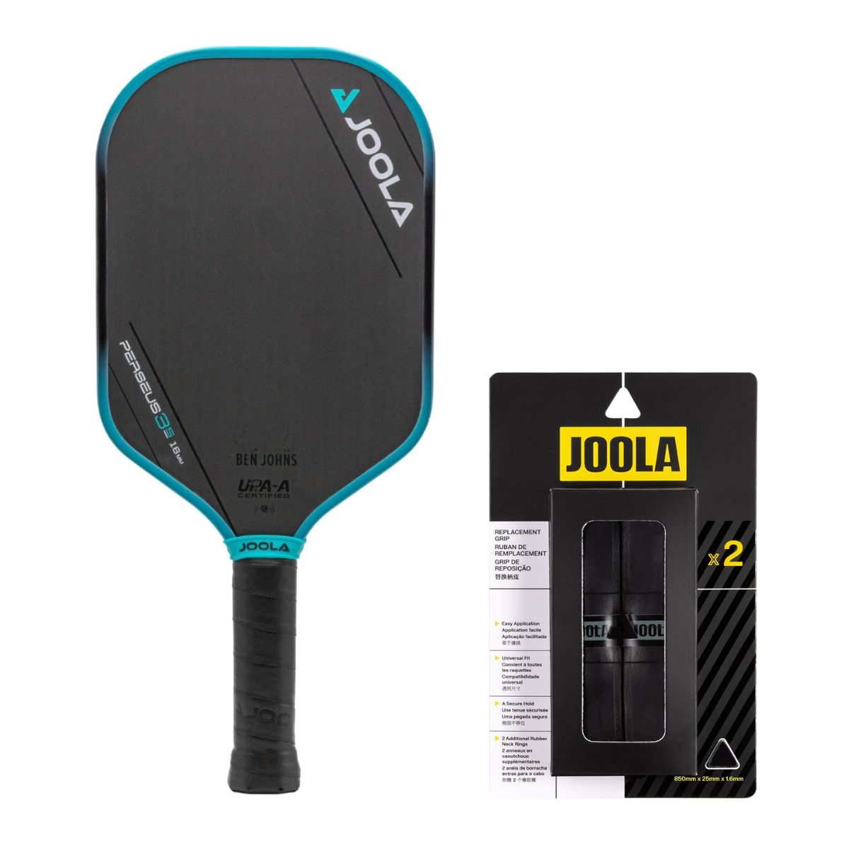 Kit Raquete de Pickleball JOOLA Ben Johns Perseus 3S + Grip JOOLA Black