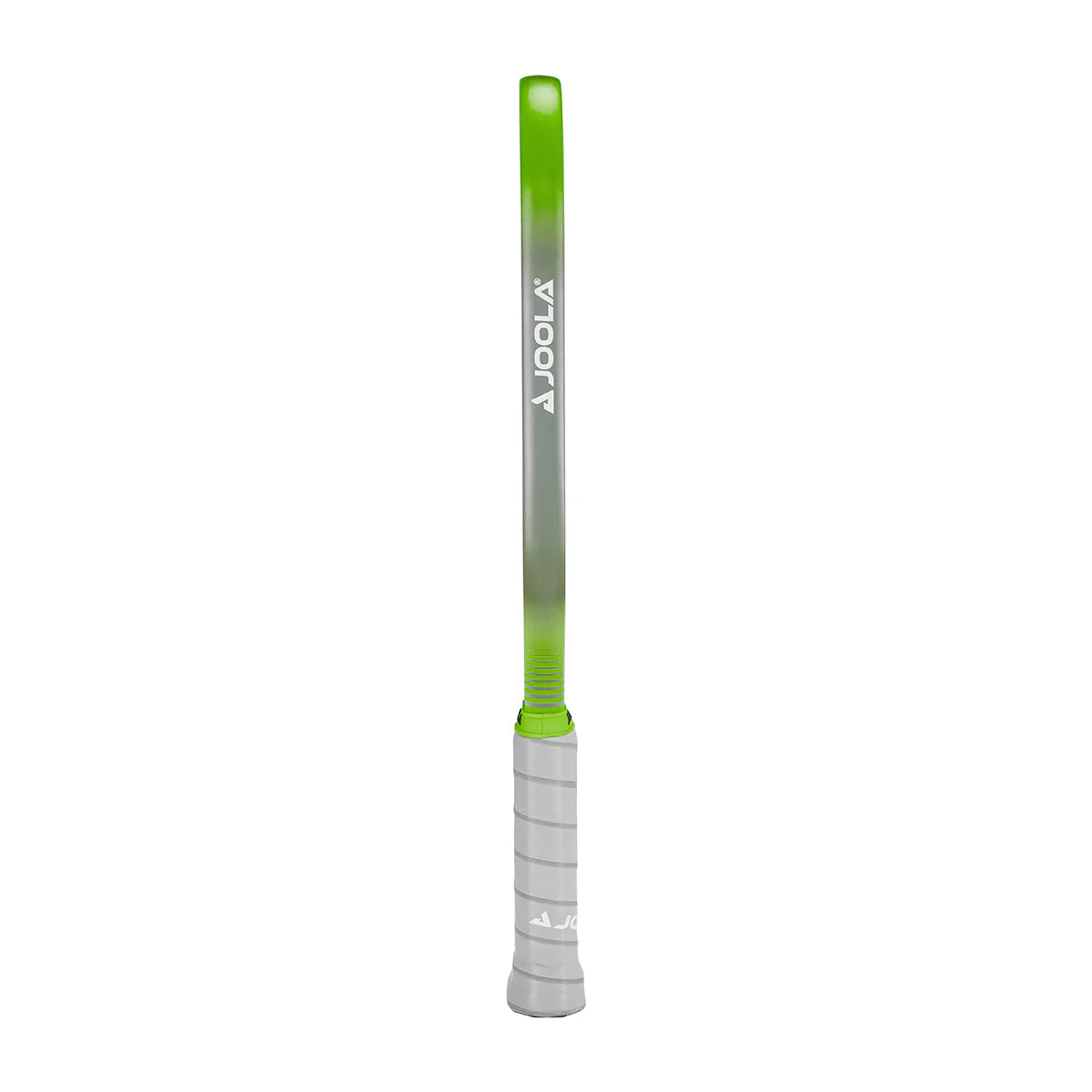 White Background Image: Side view of the Ben Johns Hyperion Gen 3 Pickleball Paddle, 14 mm in width, grey handle with colorful green edge guard. #green