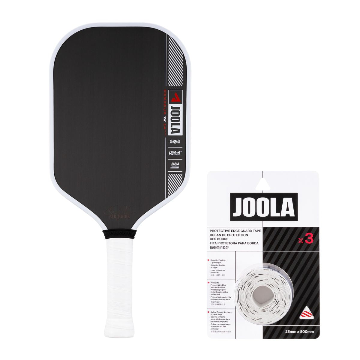 Kit Raquete de Pickleball JOOLA Ben Johns Perseus Pro IV + Fita de Proteção de Borda
