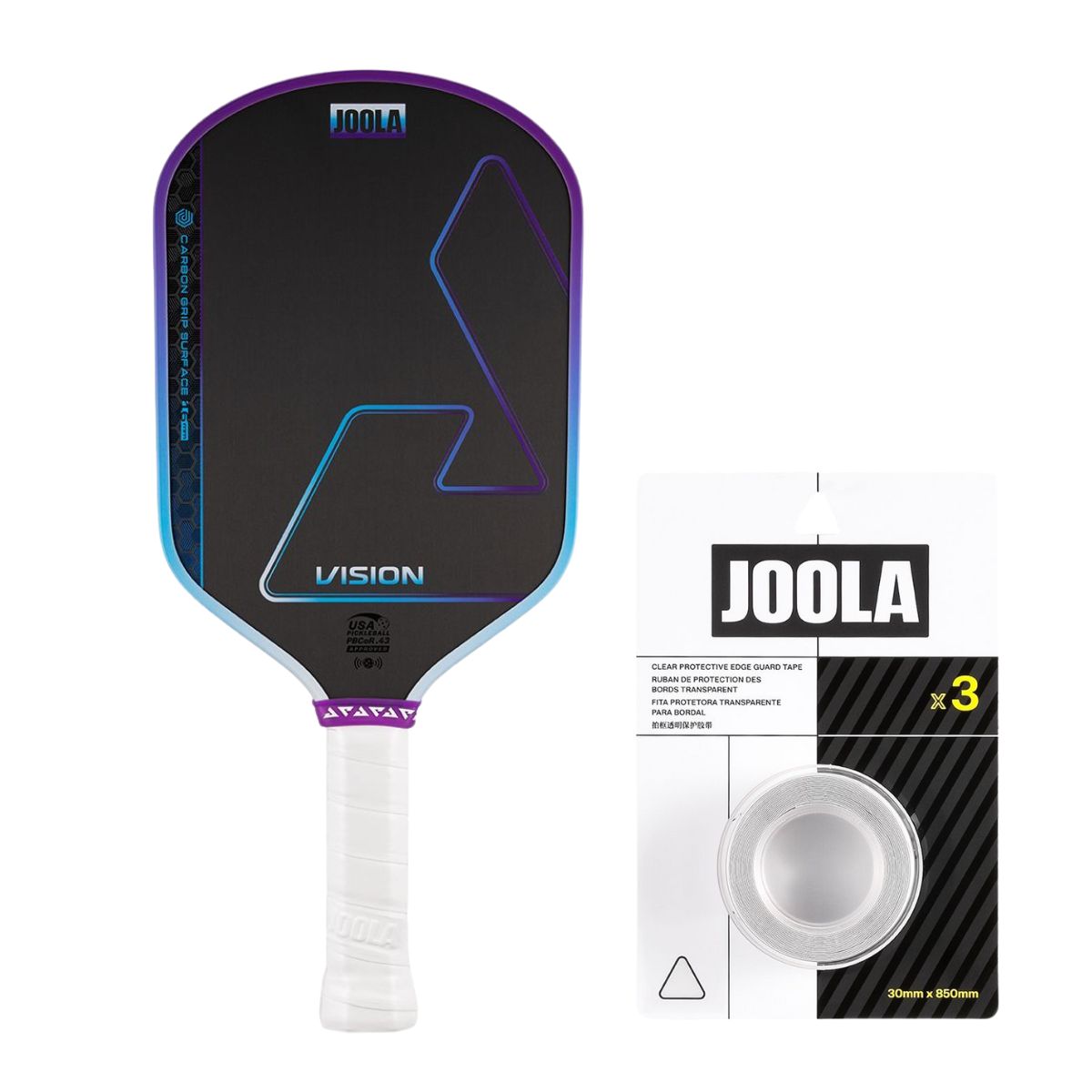 Kit Raquete de Pickleball JOOLA Hyperion Edge Vision (16mm) + Fita de Proteção de Borda Transparente para Raquete (16mm)