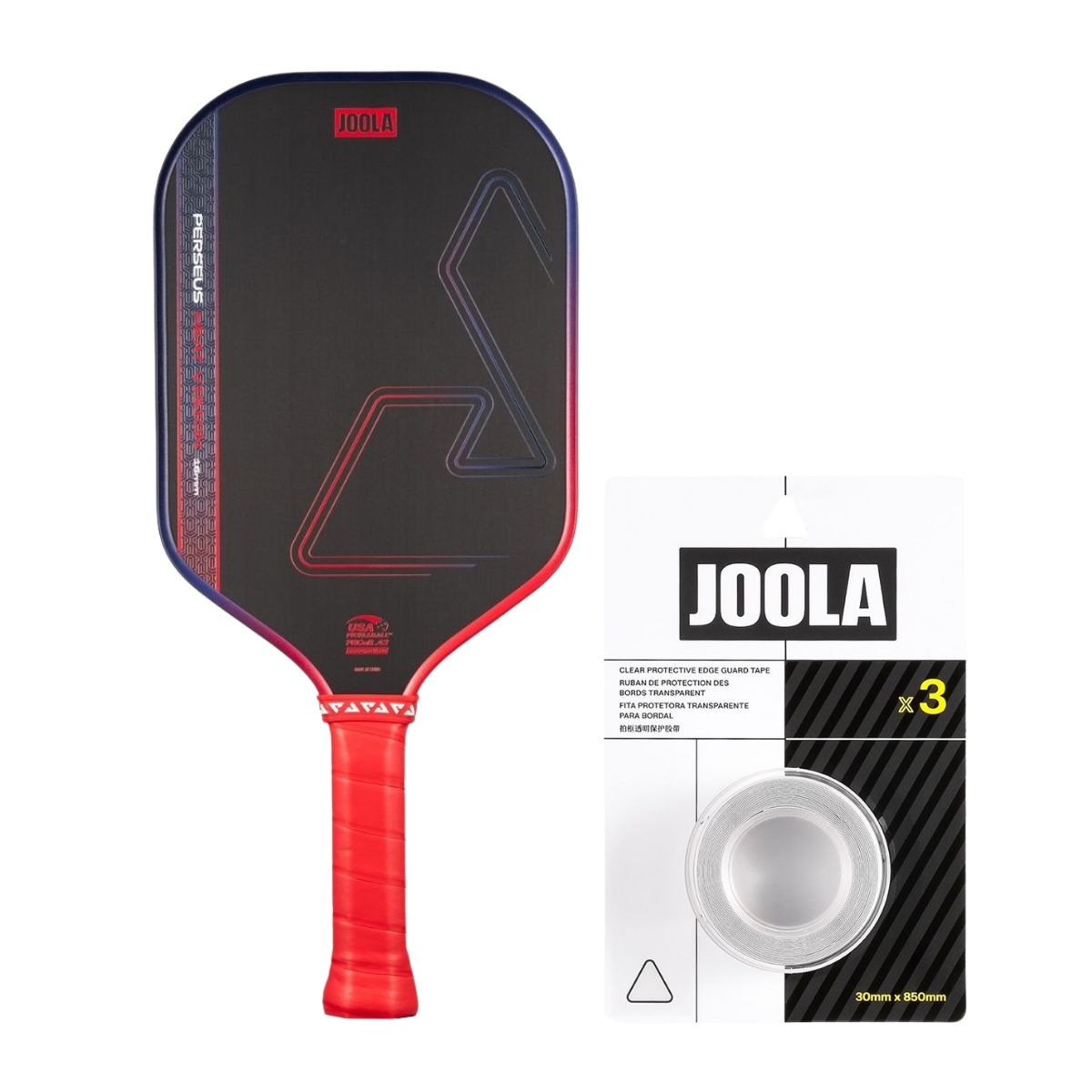 Kit Raquete de Pickleball JOOLA Perseus Heat Vision (16mm) + Fita de Proteção de Borda JOOLA Transparente para Raquete Pickleball 30mm x 850mm (16mm)