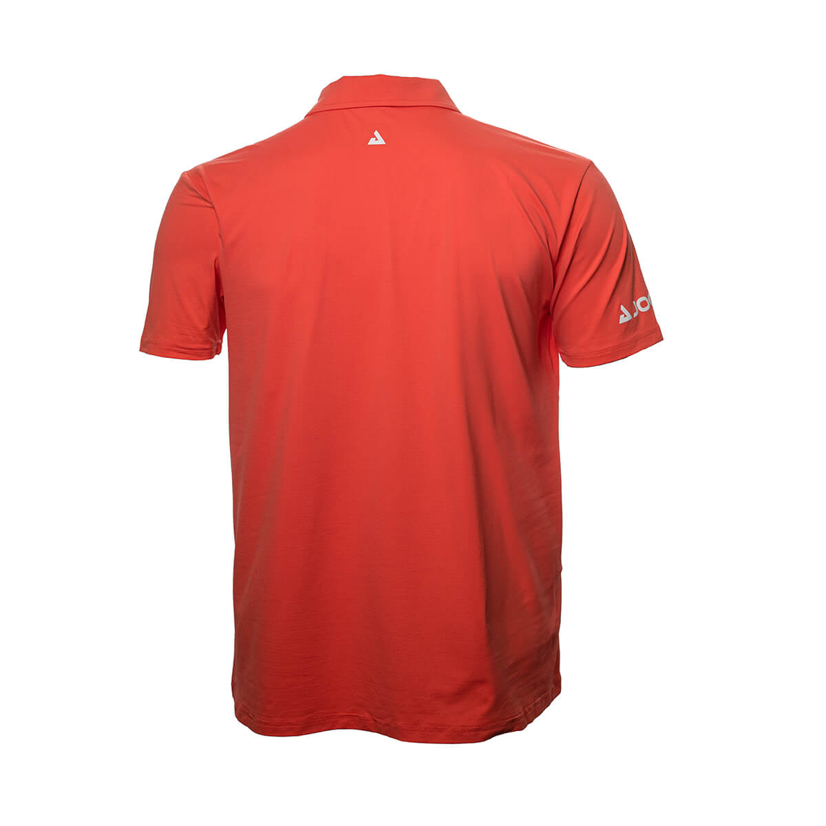 White background Image: Ben Johns React Polo in Hot Coral color. JOOLA logo above the left breast, JOOLA on the right sleeve.
