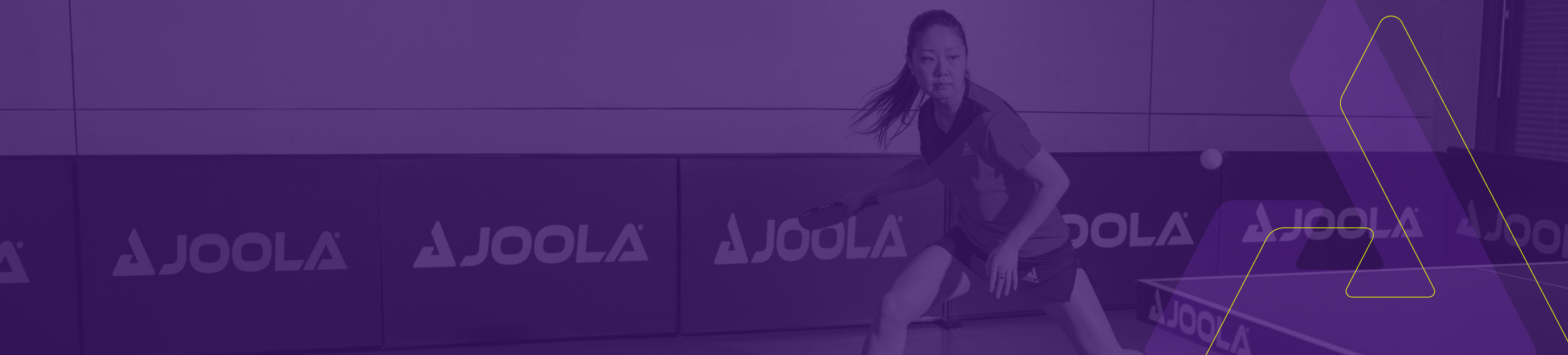 Horizontal header image of Lily playing table tennis with a purple overlay.