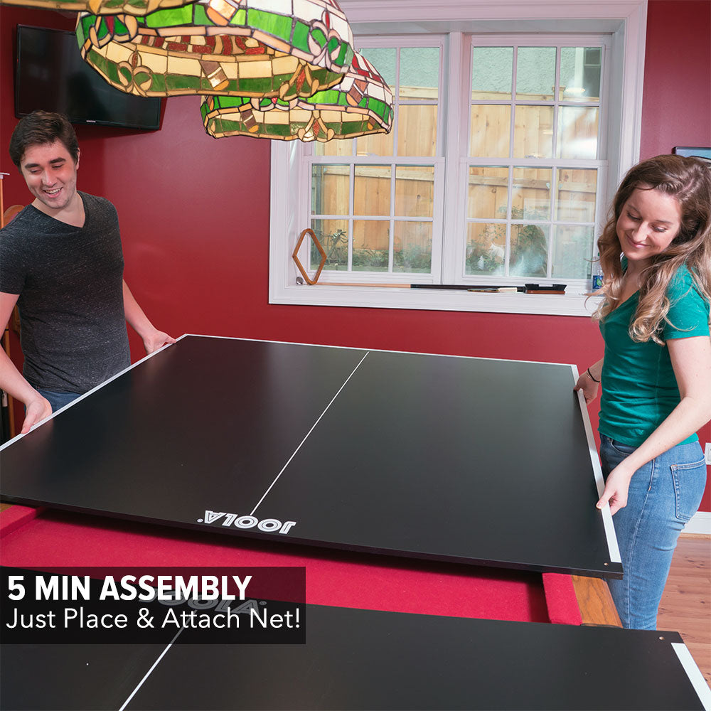 JOOLA Conversion Top Tabletop Kit + 1 Family Set (Case with 4 Rackets and 10 Balls)