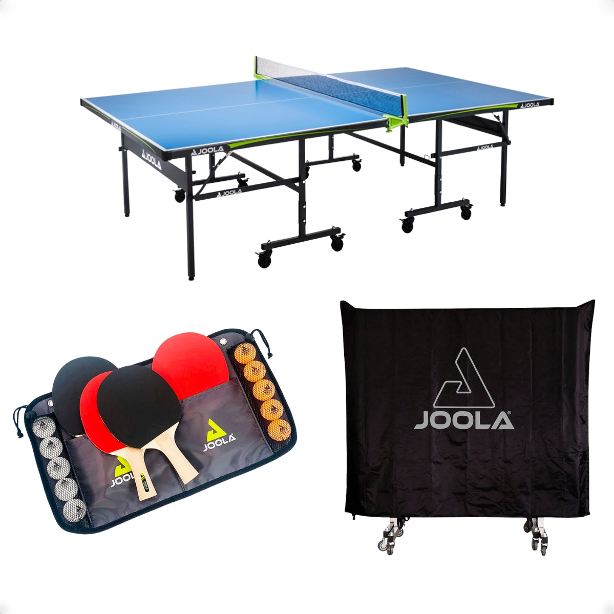 Kit Mesa Outdoor Rally + Kit Family Set - com 4 raquetes e 10 bolas + Capa para Mesa (Posição Horizontal/Vertical)