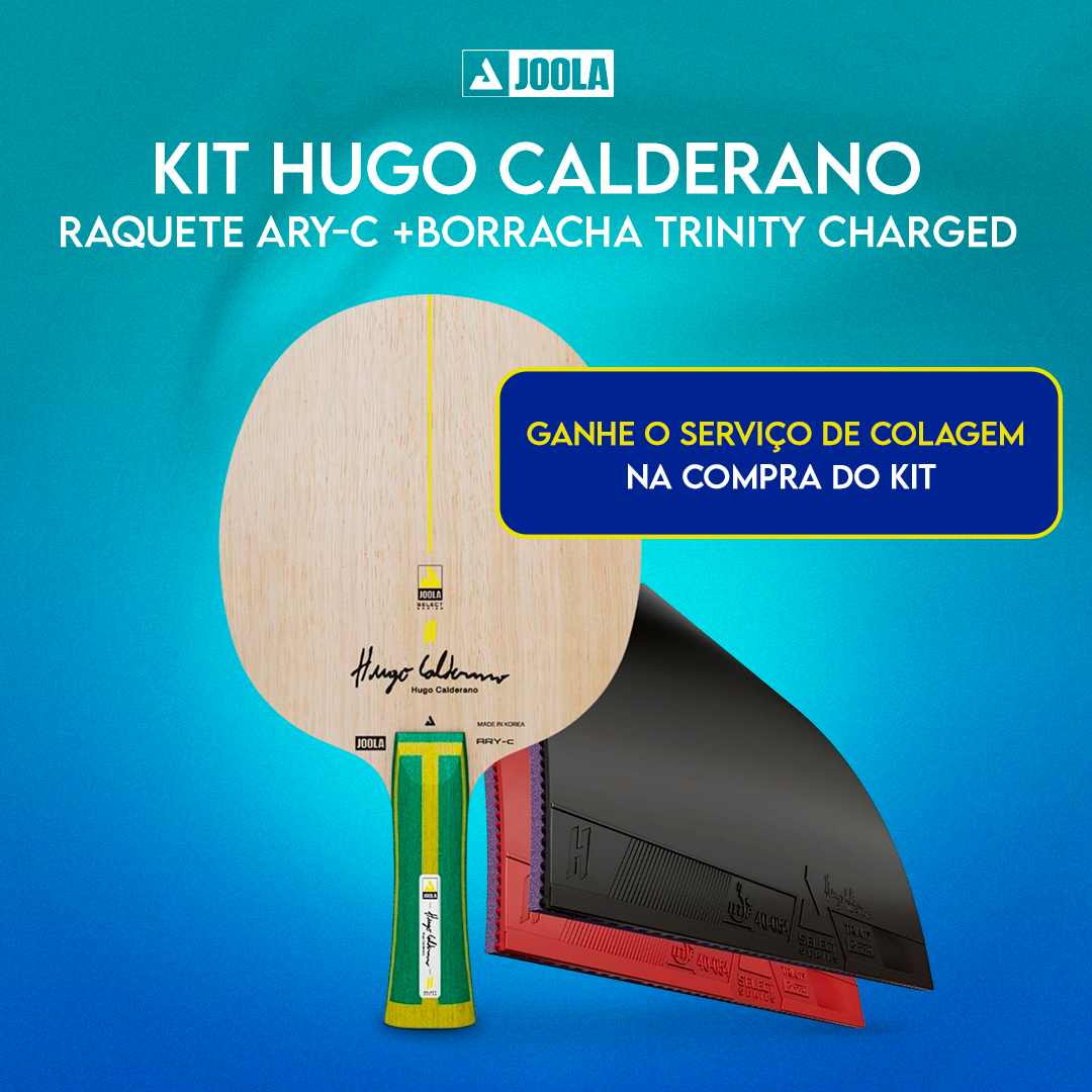Kit Raquete JOOLA Hugo Calderano ARY-C + Borrachas Trinity Hugo Calderano Charged
