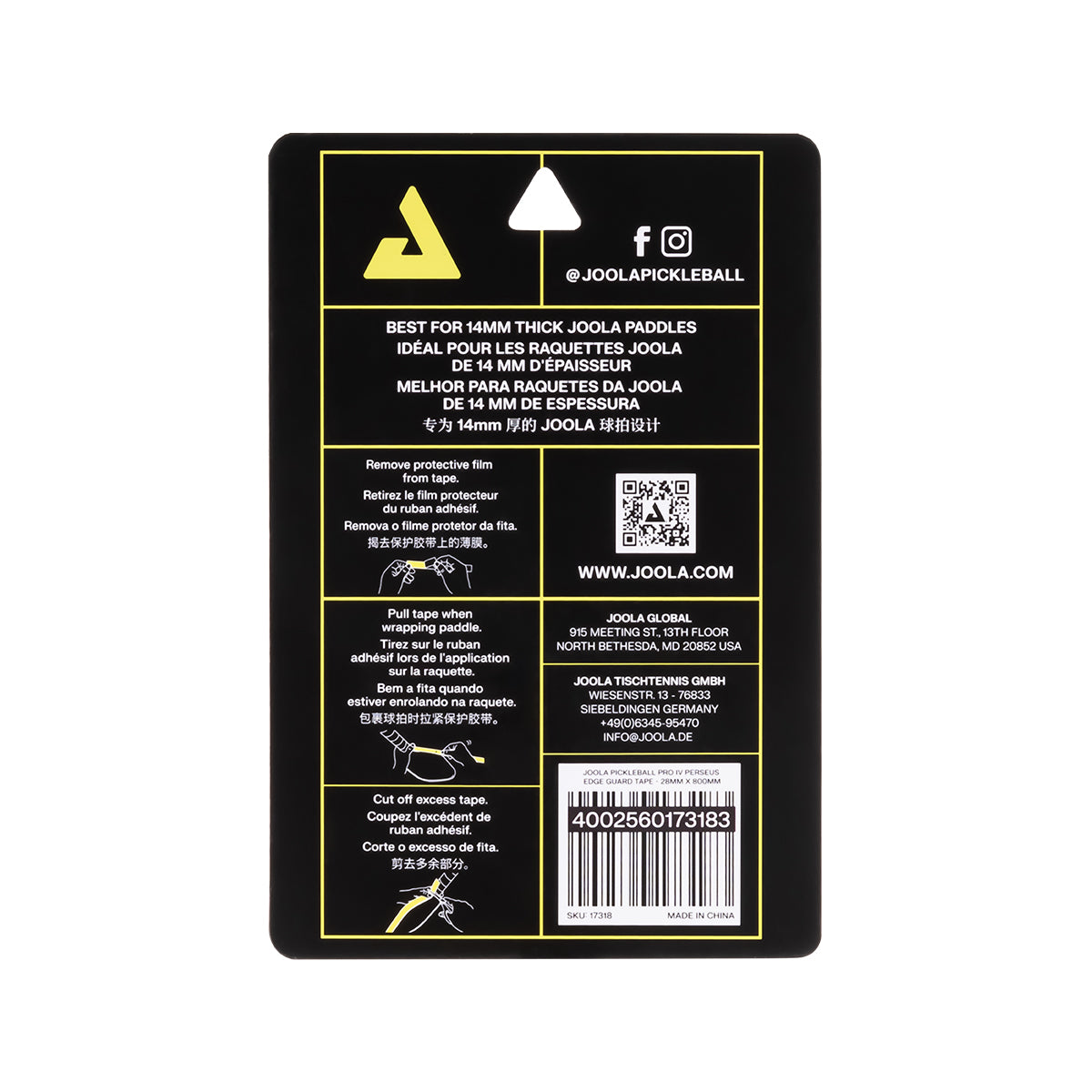 Kit Raquete de Pickleball JOOLA Ben Johns Perseus Pro IV + Fita de Proteção de Borda