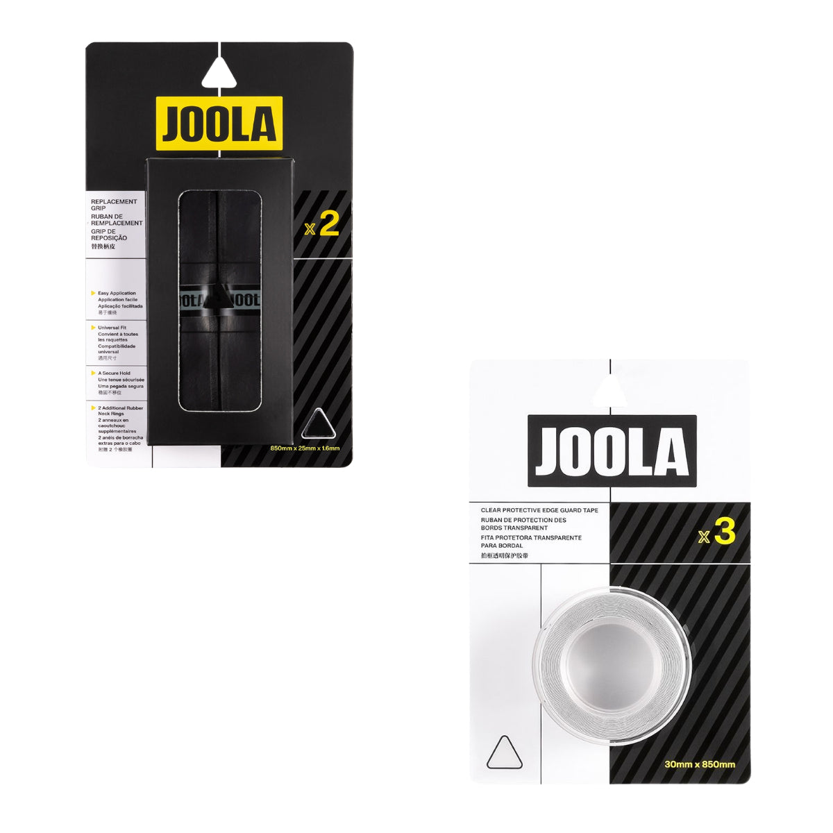 Kit Grip de Substituição para Raquete de Pickleball JOOLA Feel-Tec Pure (Black) + Fita de Proteção de Borda JOOLA Transparente para Raquete de Pickleball (16mm)