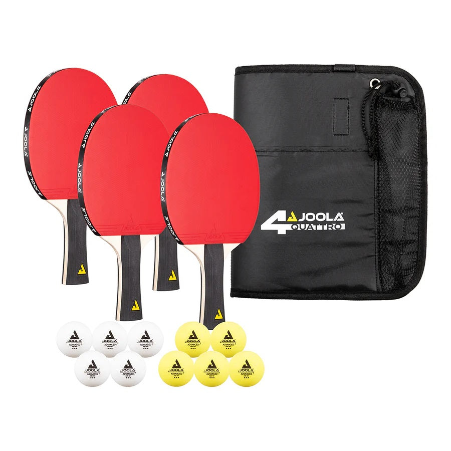 Kit de Raquetes JOOLA Quattro - Maleta com 4 Raquetes e 10 Bolas
