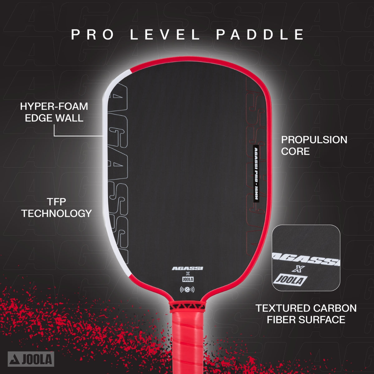 Raquete de Pickleball JOOLA Agassi Pro (16mm)
