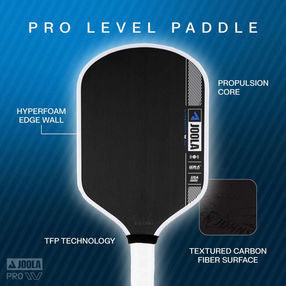 Kit Raquete de Pickleball JOOLA Ben Johns Hyperion Pro IV + Fita de Proteção de Borda