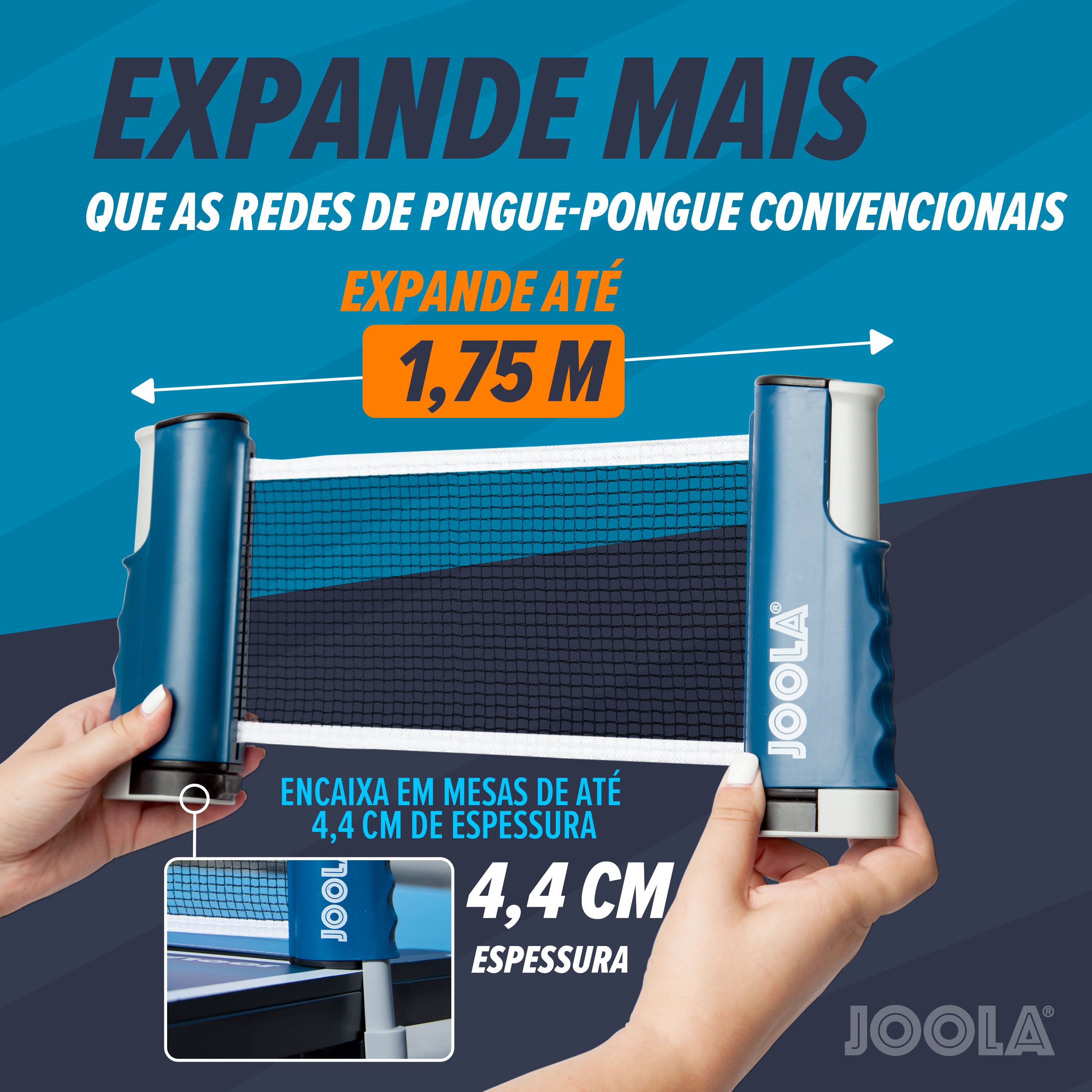 Kit Rede Retrátil JOOLA para Tênis de Mesa + Bolas de Tênis de Mesa JOOLA Advanced ABS 40+