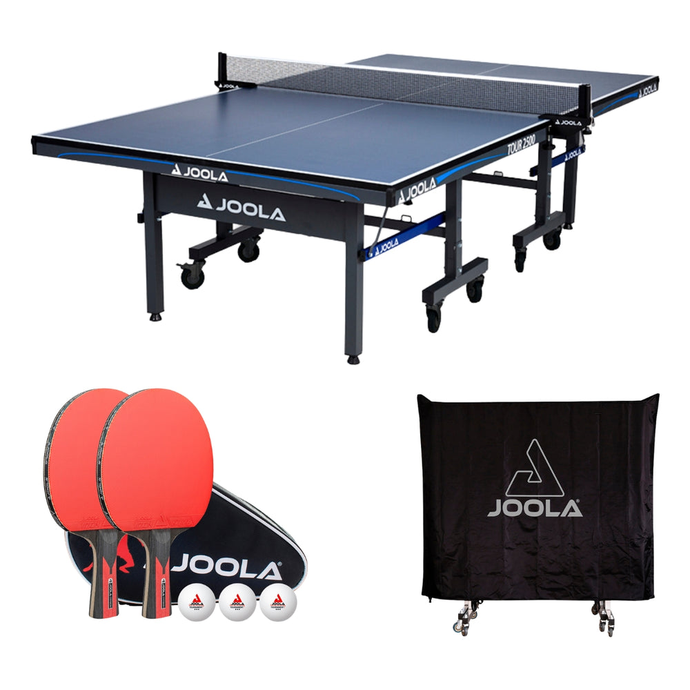 Kit Mesa JOOLA Tour 2500 25mm + 1 Conjunto Duo Set Carbon (2 Raquetes e 3 Bolas) + Capa para Mesa (Posição Horizontal/Vertical)