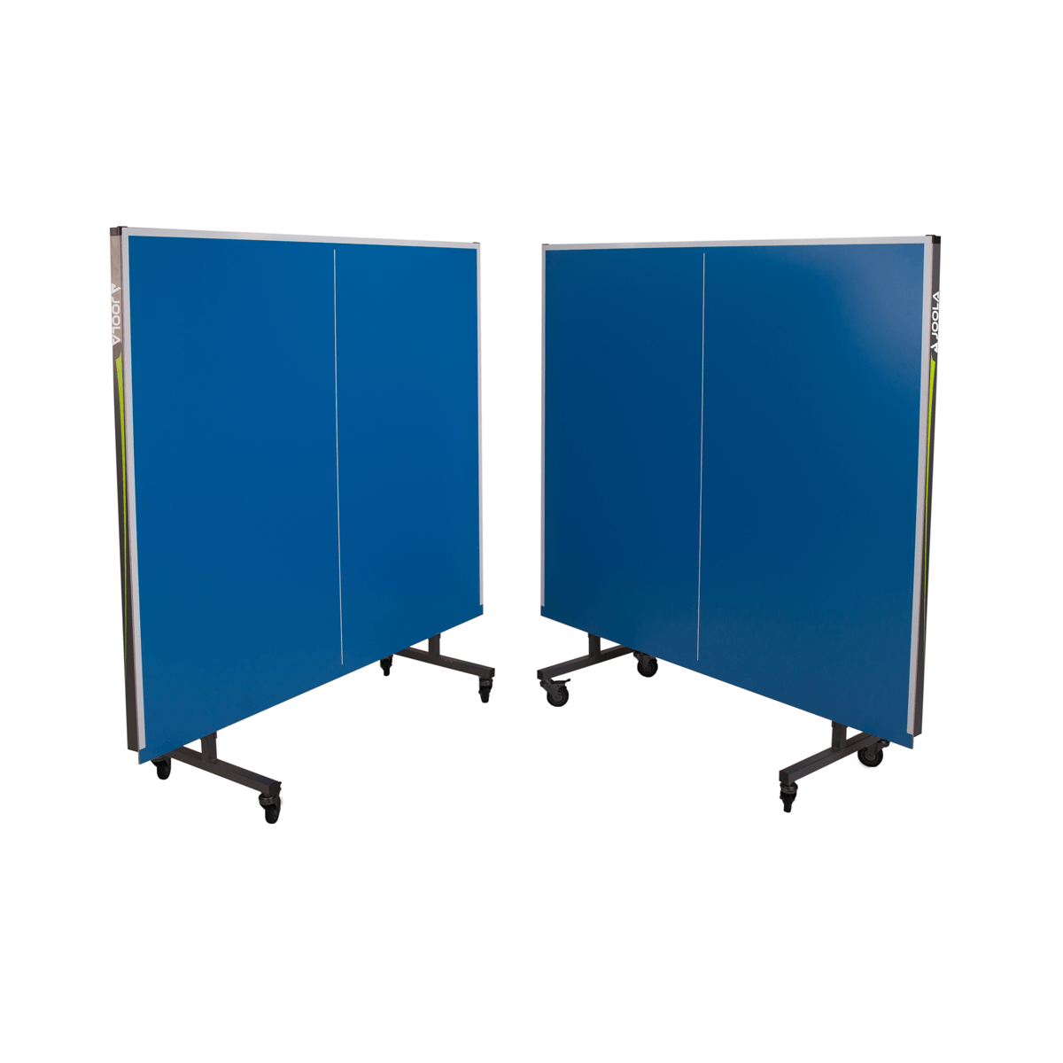 Product Image, two JOOLA Outdoor table tennis tables, each folded up.