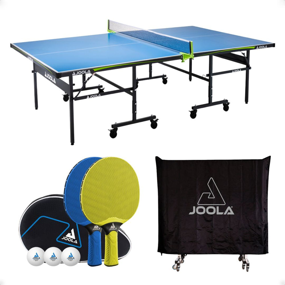 Kit Mesa JOOLA Outdoor Rally TL + 1 Kit de Raquetes JOOLA Vivid Outdoor + Capa para Mesa (Posição Horiz/Vertical)