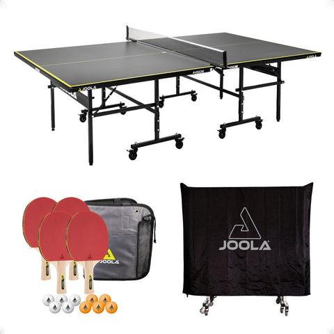 Kit Mesa JOOLA Inside J15 (15mm) + 1 Conjunto Family Set (Maleta com 4 Raquetes e 10 Bolas) + Capa para Mesa (Posição Horizontal/Vertical)