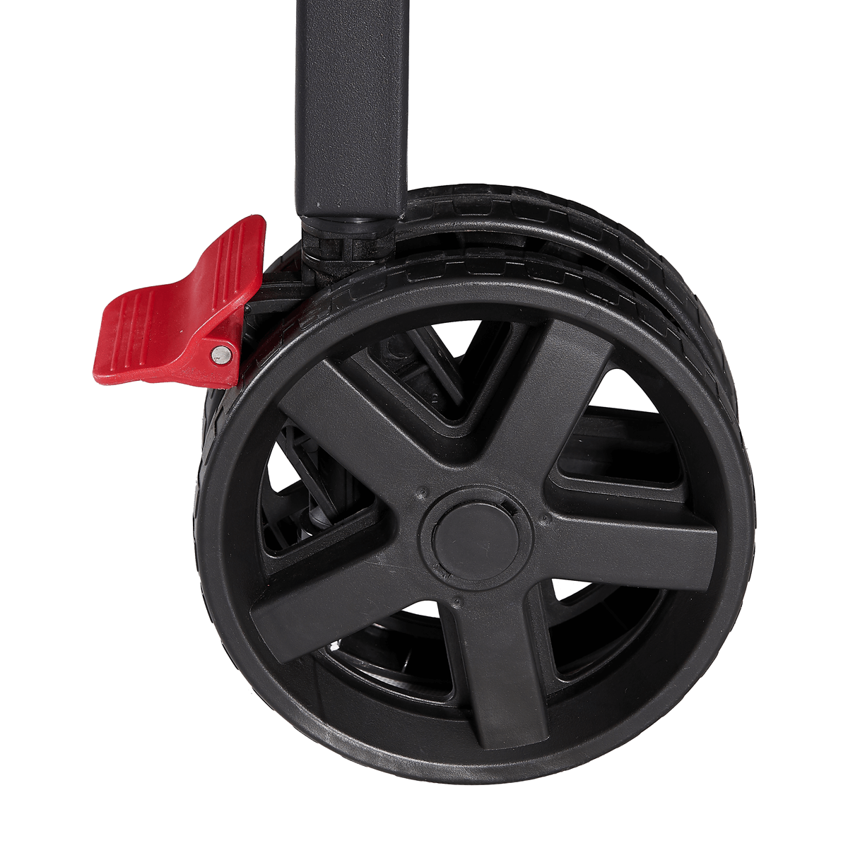 White Background Image: Close up of wheel for JOOLA Falcon Indoor Table Tennis Table.