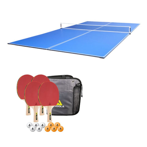 Kit Tampo de Mesa JOOLA Tetra Conversion Top + 1 Conjunto Family Set (Maleta com 4 Raquetes e 10 Bolas)