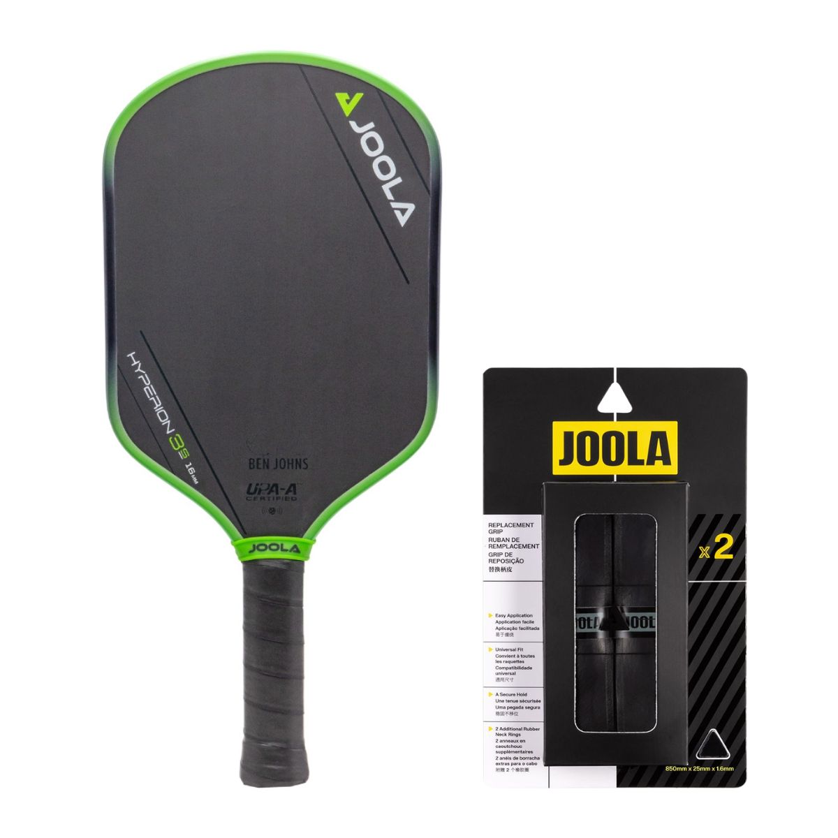 Kit Raquete de Pickleball JOOLA Ben Johns Hyperion 3S + Grip JOOLA Black