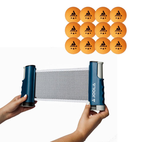Kit Rede Retrátil JOOLA para Tênis de Mesa + Bolas de Tênis de Mesa JOOLA Advanced ABS 40+