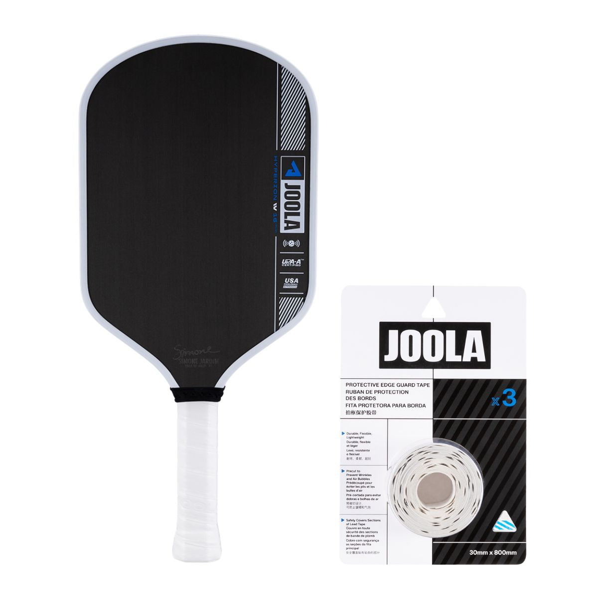 Kit Raquete de Pickleball JOOLA Simone Jardim Hyperion Pro IV 16mm + Fita de Proteção de Borda