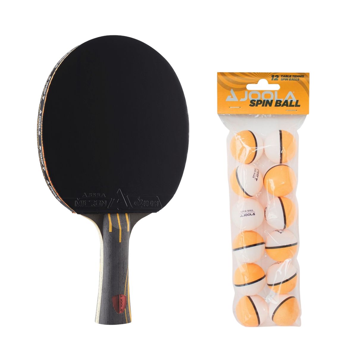 Kit Raquete JOOLA Infinity Overdrive (Vermelha) + Bola de Tênis de Mesa JOOLA Spinball 12 unidades