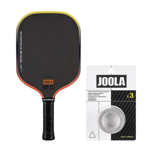 Kit Raquete de Pickleball JOOLA Scorpeus 3S Dual (14mm) + Fita de Proteção de Borda JOOLA Transparente 28mm x 850mm (14mm)