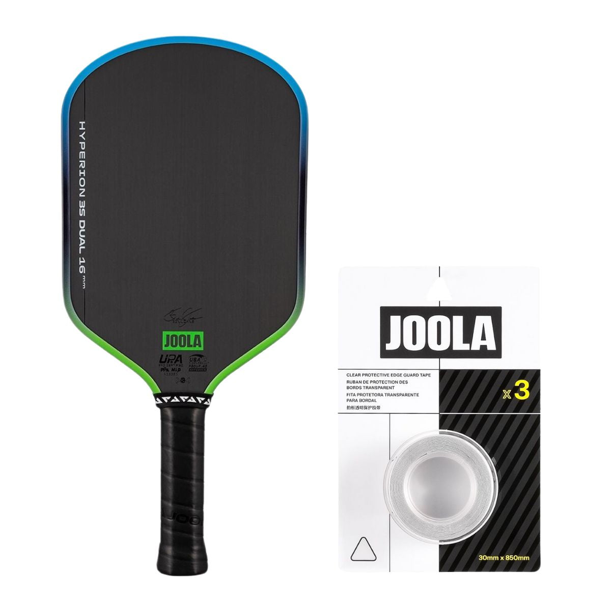 Kit Raquete de Pickleball JOOLA Hyperion 3S Dual (16mm) + Fita de Proteção de Borda JOOLA Transparente 30mm x 850mm (16mm)