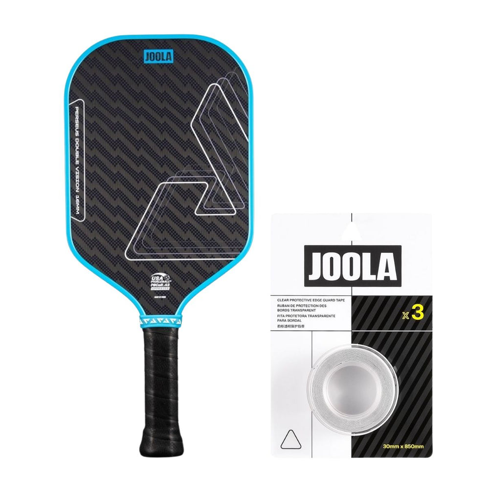 JOOLA Perseus Double Vision Pickleball Racket Kit (16mm) + JOOLA Transparent Edge Protection Tape for Pickleball Racket 30mm x 850mm (16mm)
