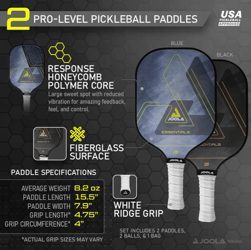 JOOLA Essentials Pickleball Paddles &amp; Balls Set