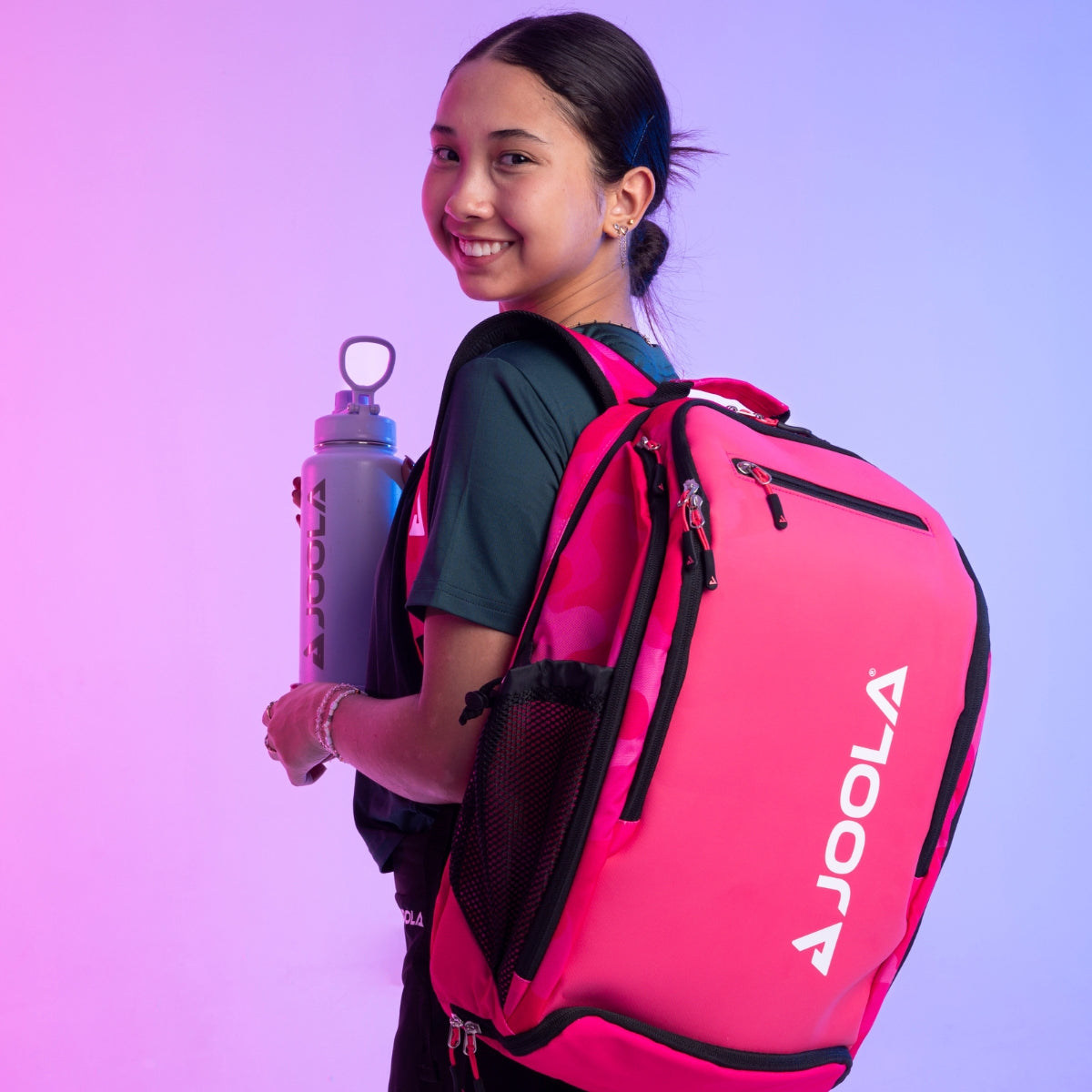 Kit Mochila JOOLA Vision II Deluxe (Rosa) + Garrafa de Agua JOOLA