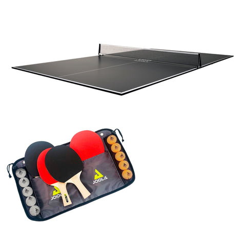 Kit Tampo de mesa JOOLA Conversion Top + 1 Conjunto Family Set (maleta com 4 raquetes e 10 bolas)