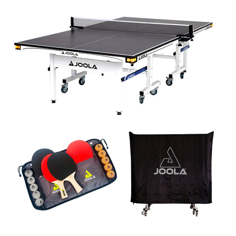 Kit Mesa JOOLA Rapid Play 25mm + 1 Conjunto de raquetes Family Set (maleta com 4 raquetes e 10 bolas) + Capa para mesa (Posição horizontal/vertical))