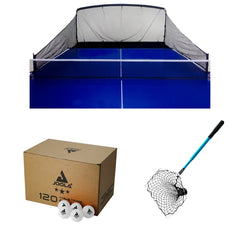 Kit Rede Aparadora de bolas - iPong + Pegador de bolas + Cx de bolas Advanced ABS 40+ 120 unid. branca