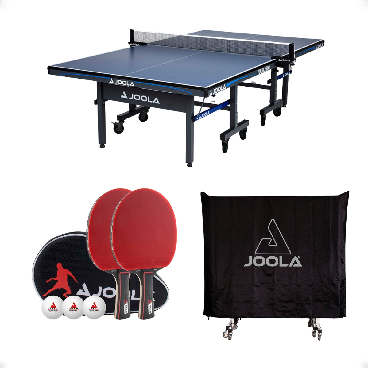 Kit Mesa JOOLA Tour (25mm) + Kit de Raquetes Duo Set Pro + Capa posição (horizontal/vertical)