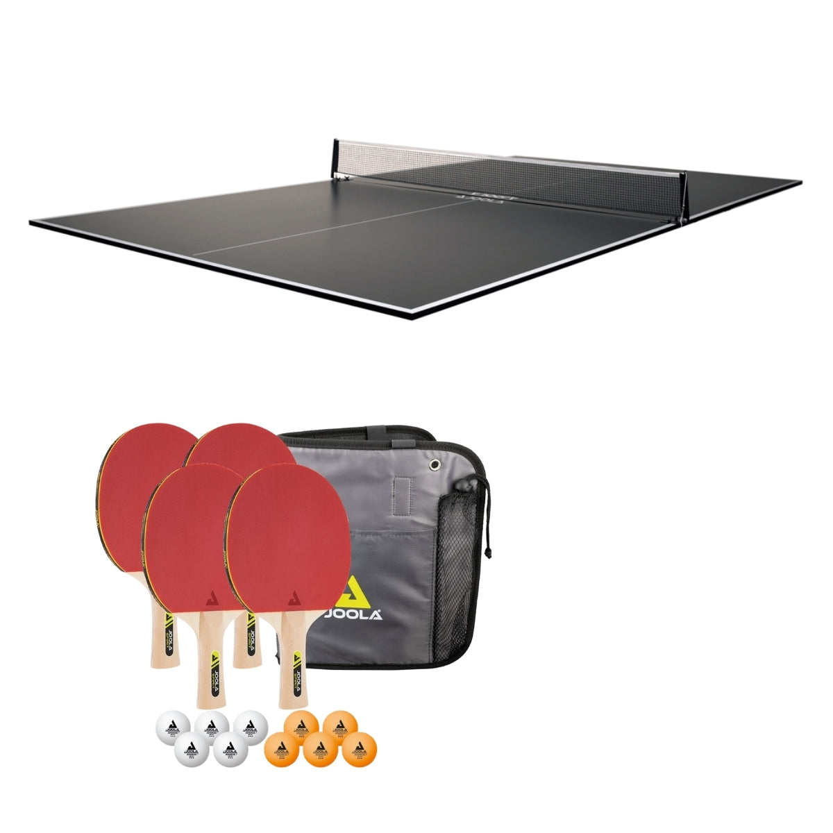 Kit Tampo de Mesa JOOLA Conversion Top + 1 Conjunto Family Set (Maleta com 4 Raquetes e 10 Bolas)