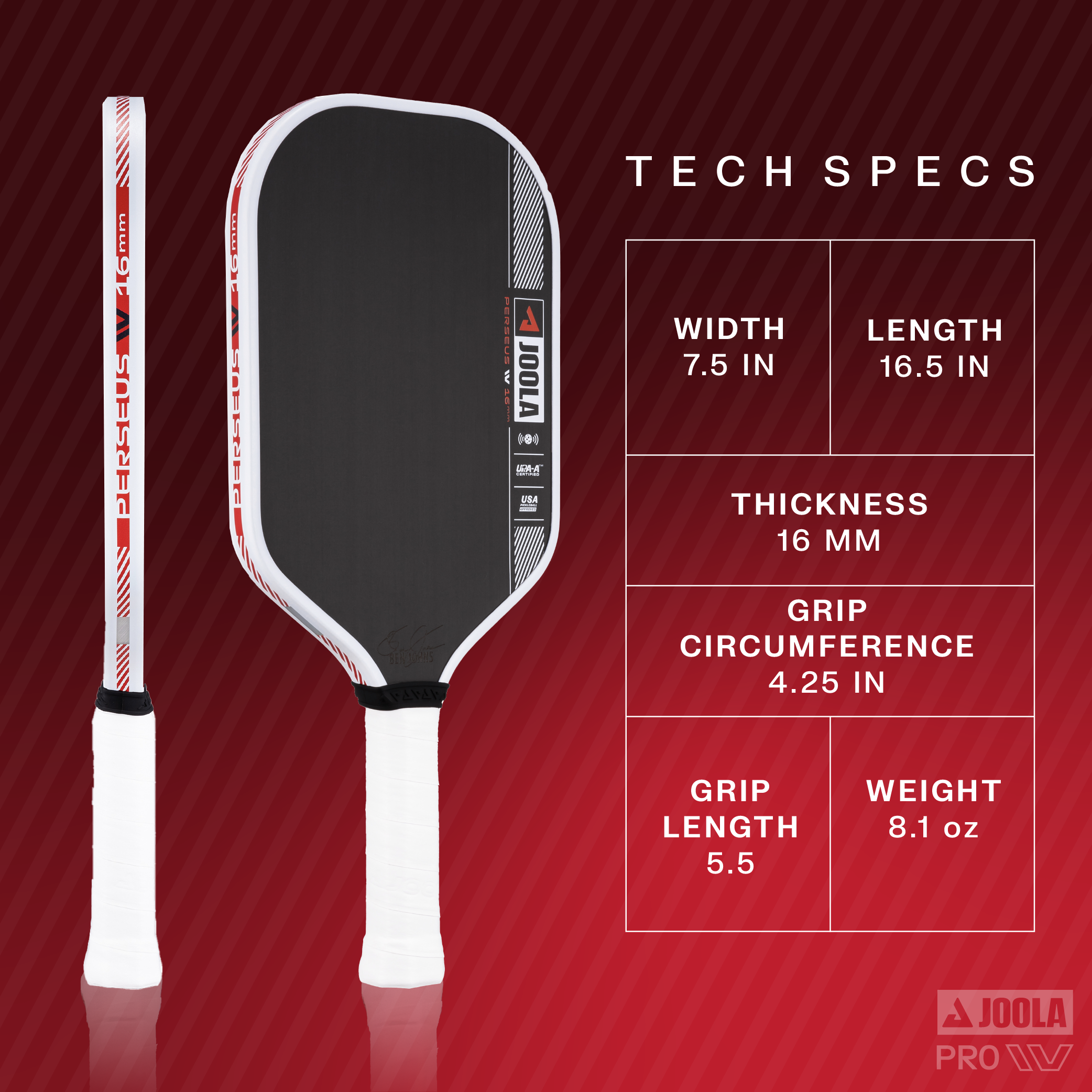 Raquete de Pickleball JOOLA Ben Johns Perseus Pro IV (16mm)