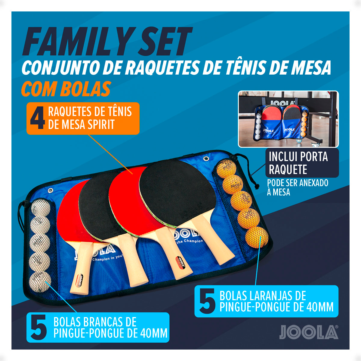 Kit de Raquetes Family Set - Maleta com 4 Raquetes e 10 Bolas