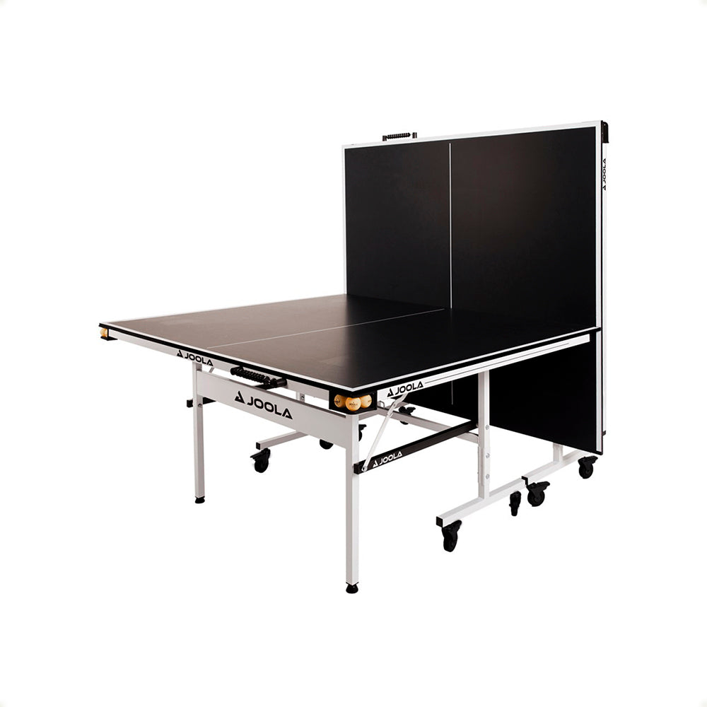 JOOLA Rapid Play 15mm Table Kit + 1 Family Set (Case with 4 Rackets and 10 Balls) + Table Cover (Horizontal/Vertical Position)