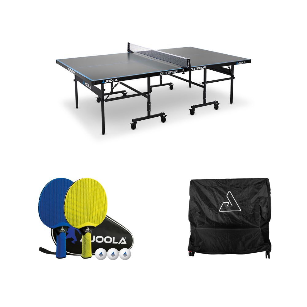 Kit Mesa JOOLA Outdoor J200A + Conjunto Outdoor JOOLA Vivid + Capa para mesa (Posição Vertical)