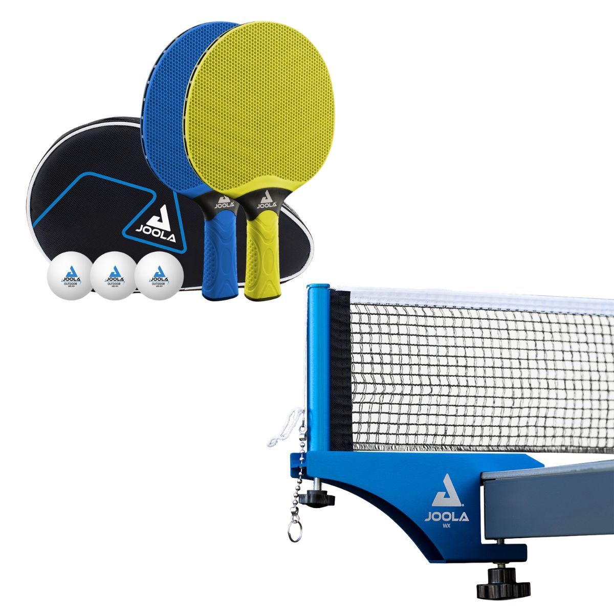 Kit Rede e Suporte JOOLA WX Aluminium Net + Kit de Raquetes JOOLA Vivid Outdoor