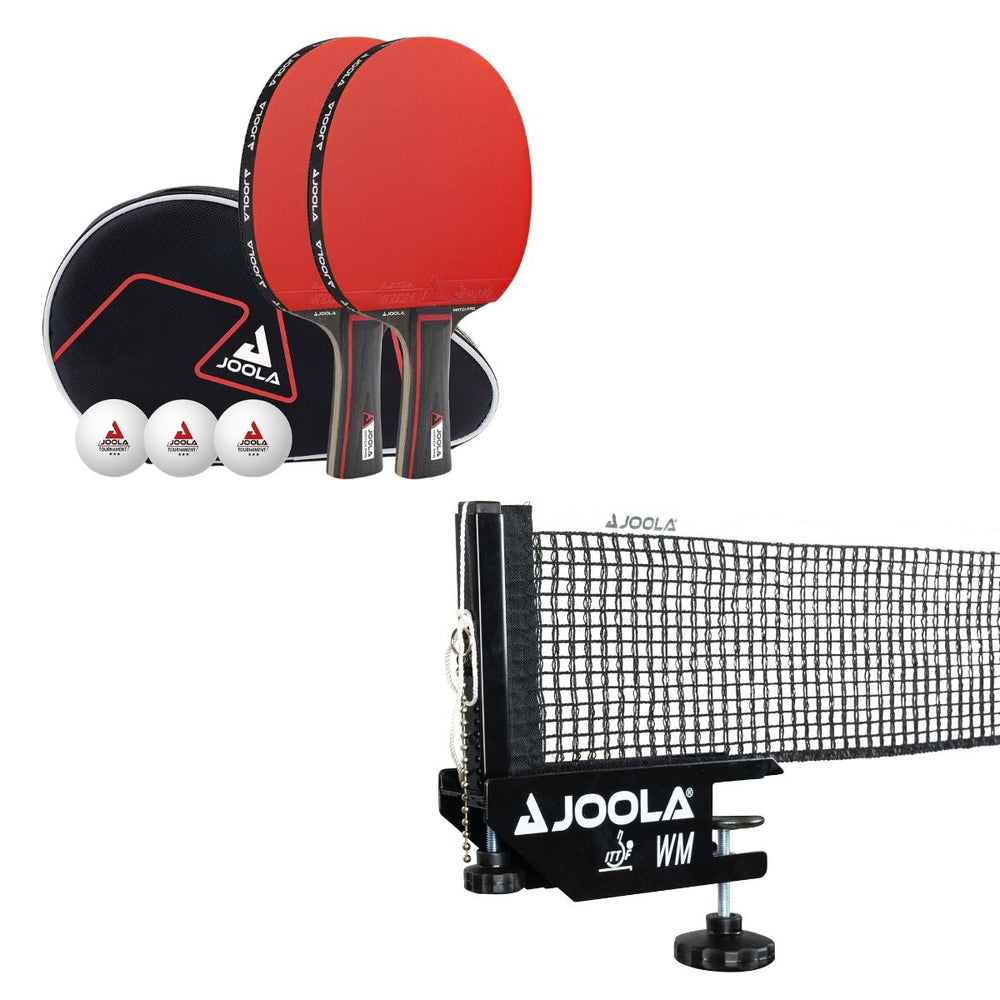 JOOLA WM Table Tennis Net and Support Kit + Kit with 2 Paddles, 3 Balls and a Duo Set Pro Cover