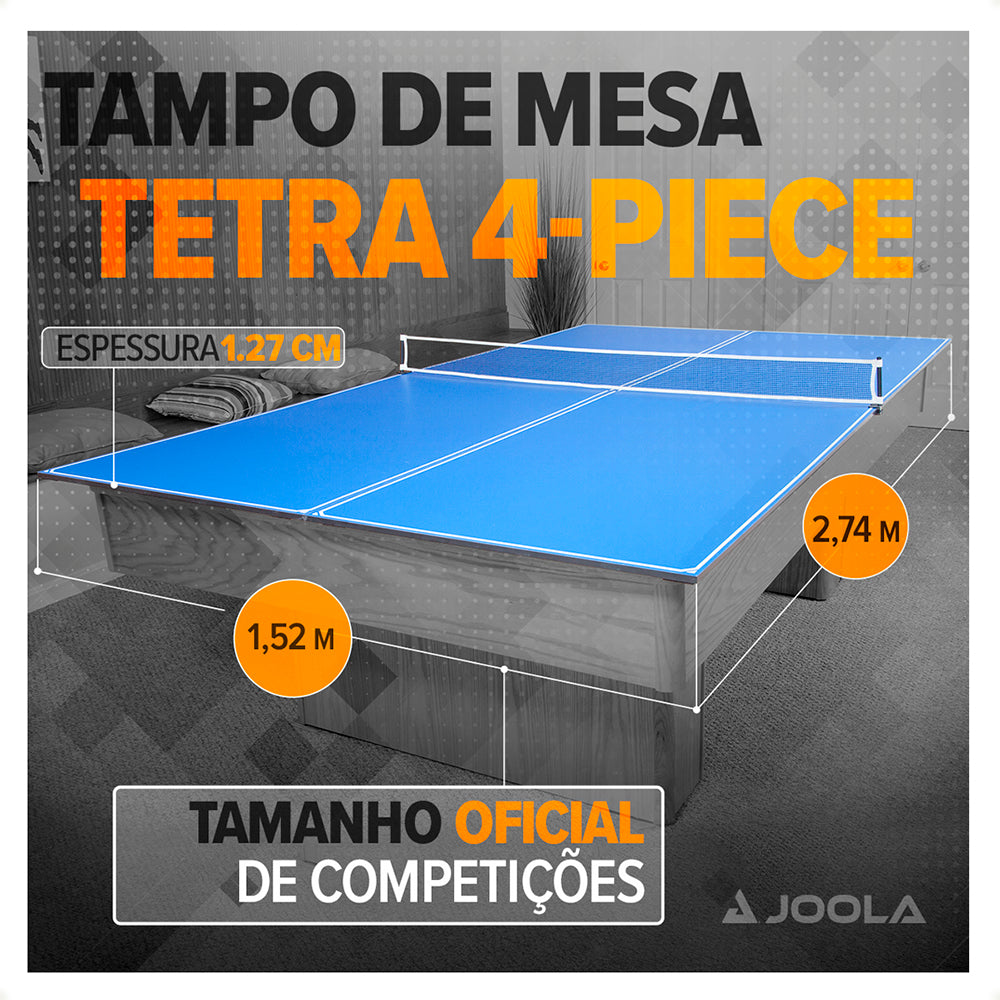 Kit Tampo de Mesa JOOLA Tetra Conversion Top + 1 Conjunto Family Set (Maleta com 4 Raquetes e 10 Bolas)
