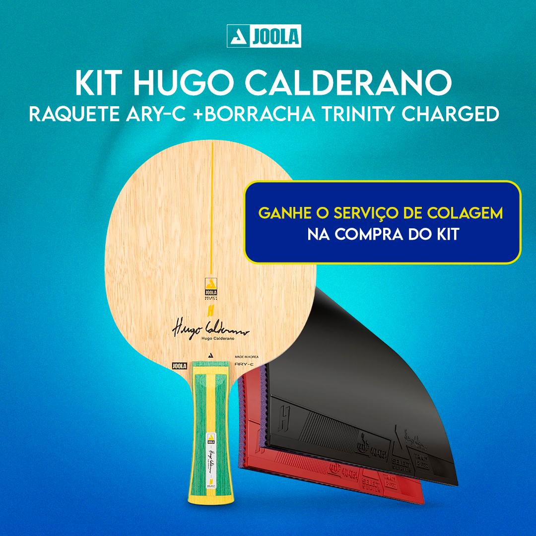 Kit Raquete JOOLA Hugo Calderano ARY-C + Borrachas Trinity Hugo Calderano Charged