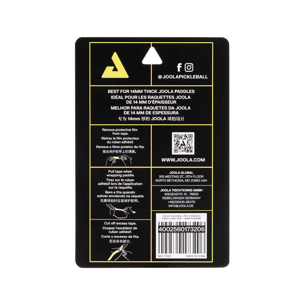 Kit Raquete de Pickleball JOOLA Tyson McGuffin Magnus Pro IV + Fita de Proteção de Borda