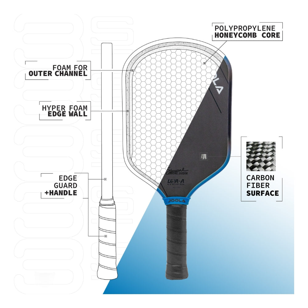 Kit Raquete de Pickleball JOOLA Simone Jardim Hyperion 3S + Grip JOOLA Black